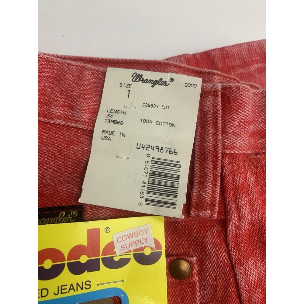 VTG Wrangler Women’s Jeans 1 x 34 Cowboy Cut Western Acid Wash Red-Orange Rodeo - Picture 4 of 16